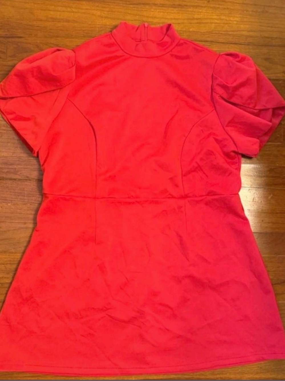 Red Puff-Sleeve Women’s Dress